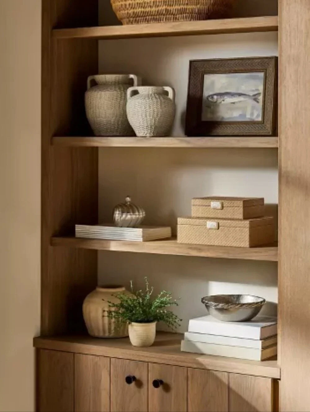 Small Woven Texture Ceramic Vase Cream -Threshold designed with Studio McGee